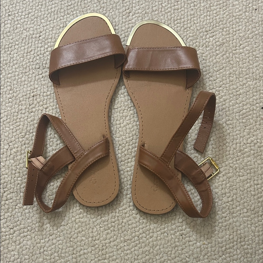 Charlotte Russe Brown Sandals with Gold Accents